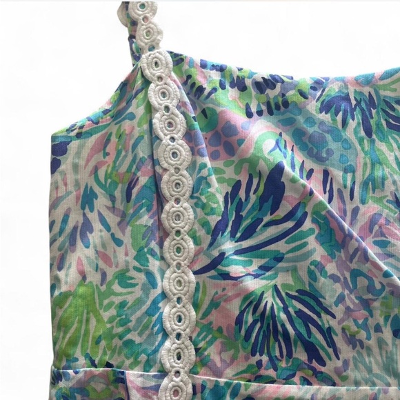 Lilly Pulitzer Jesse Romper Shell of the Party skirted floral lace tank sz 10 - Picture 3 of 6